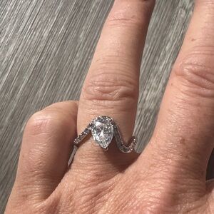 Moissanite Tear Drop size 6 ring